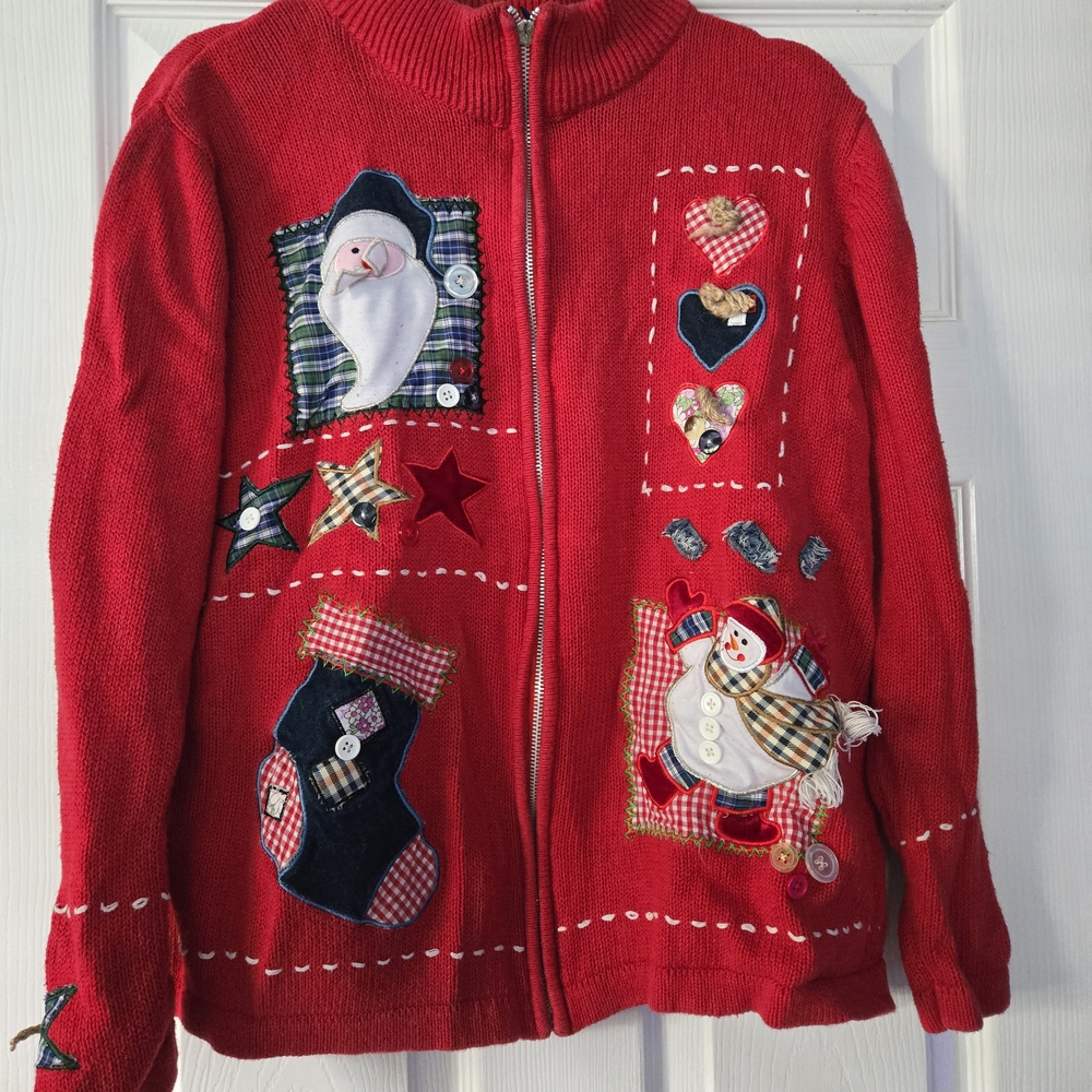 Basic Editions Red Sweater with Snowman Detail